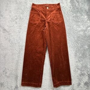 Matty M Corduroy Jeans Burnt Orange Pants Baggy High Rise Womens XS Modal Blend